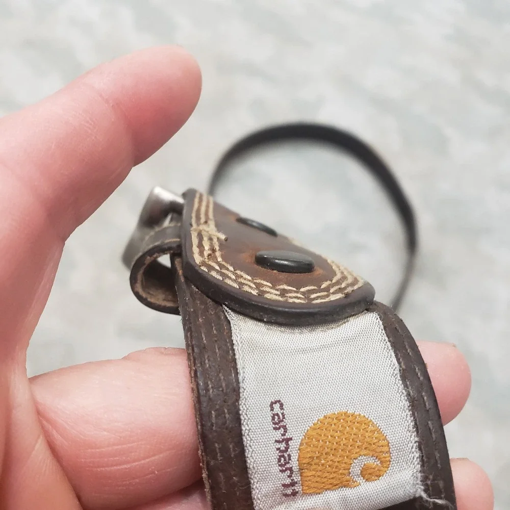 Carhartt Leather Belt Mens 32 Brown Triple Stitch Workwear Casual